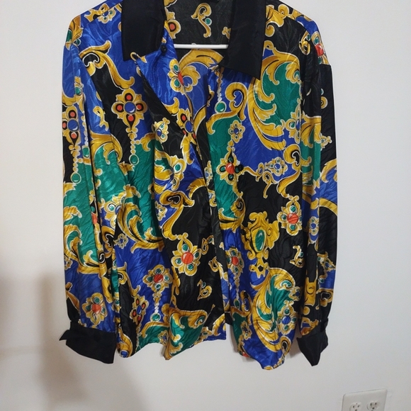 Stunning Vtg AP ltd Multicolor Long Sleeves Blouse Size 10 - Picture 2 of 16